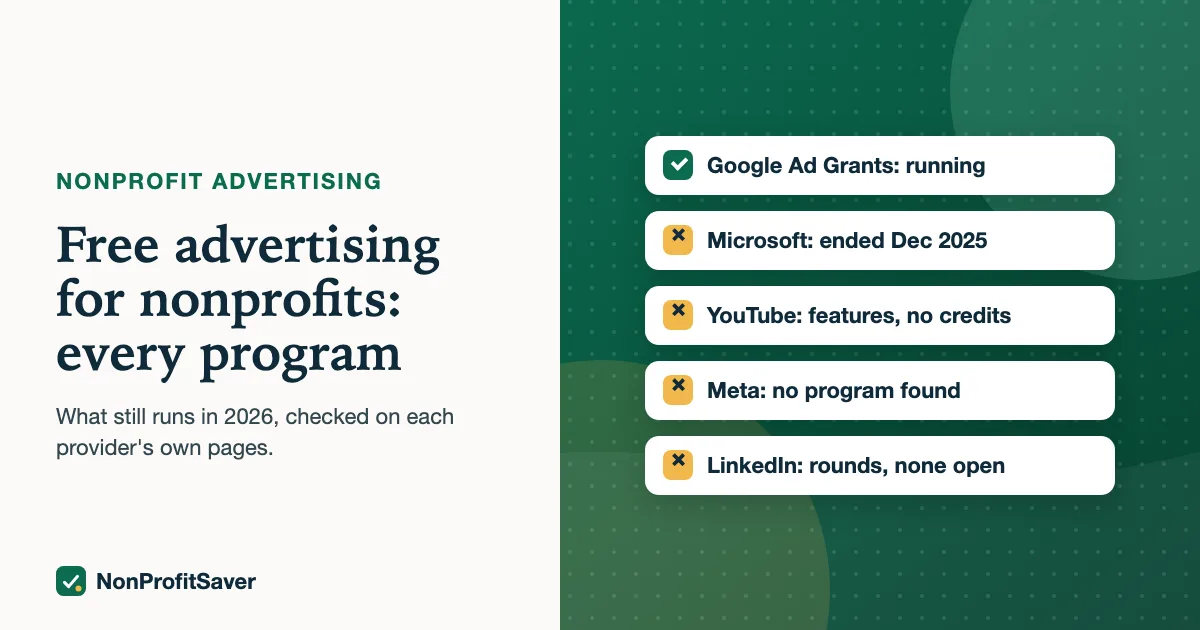 Status of free advertising programs for nonprofits in October 2026