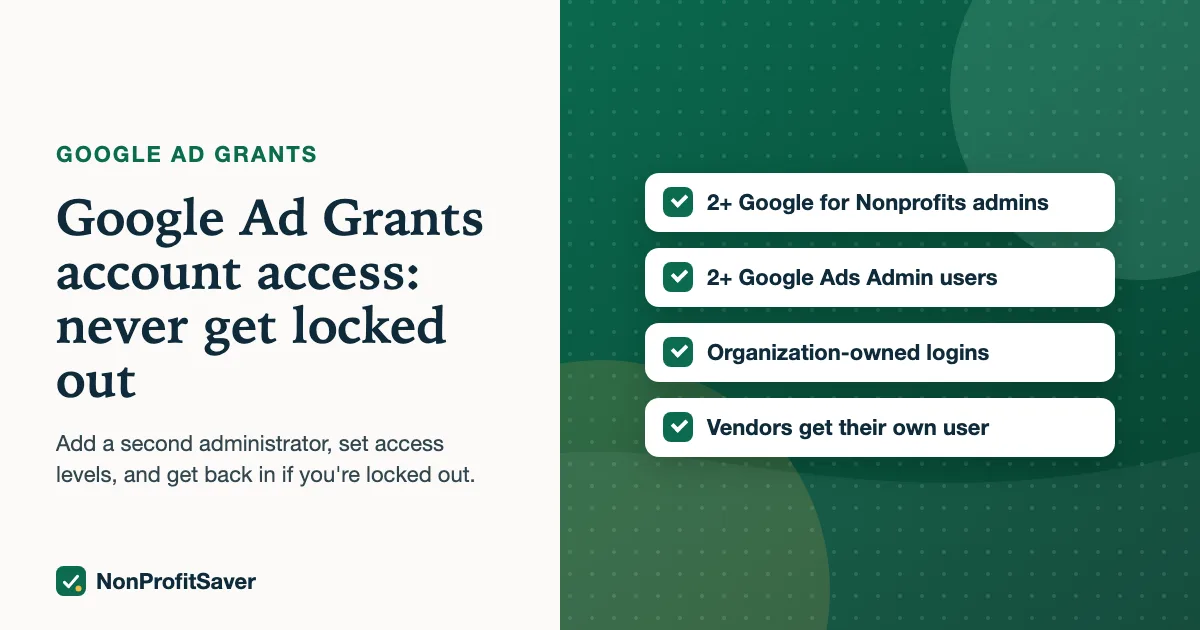 Checklist for safe Google Ad Grants account access