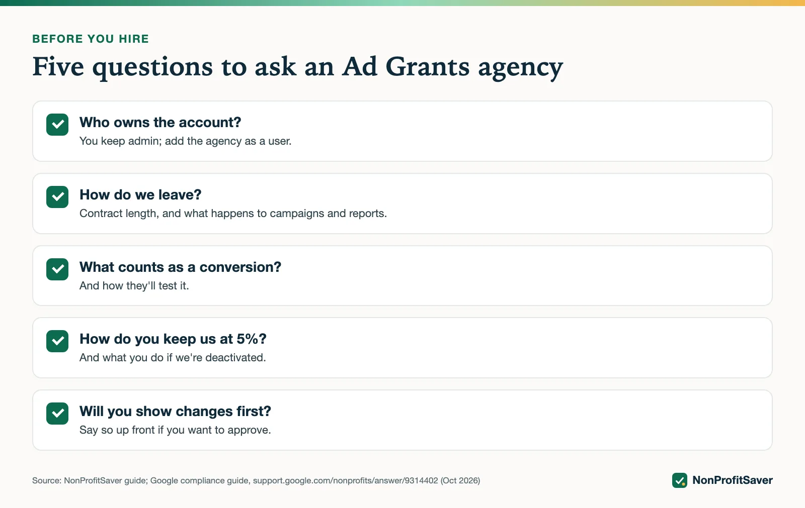 Five questions to ask before hiring an Ad Grants agency