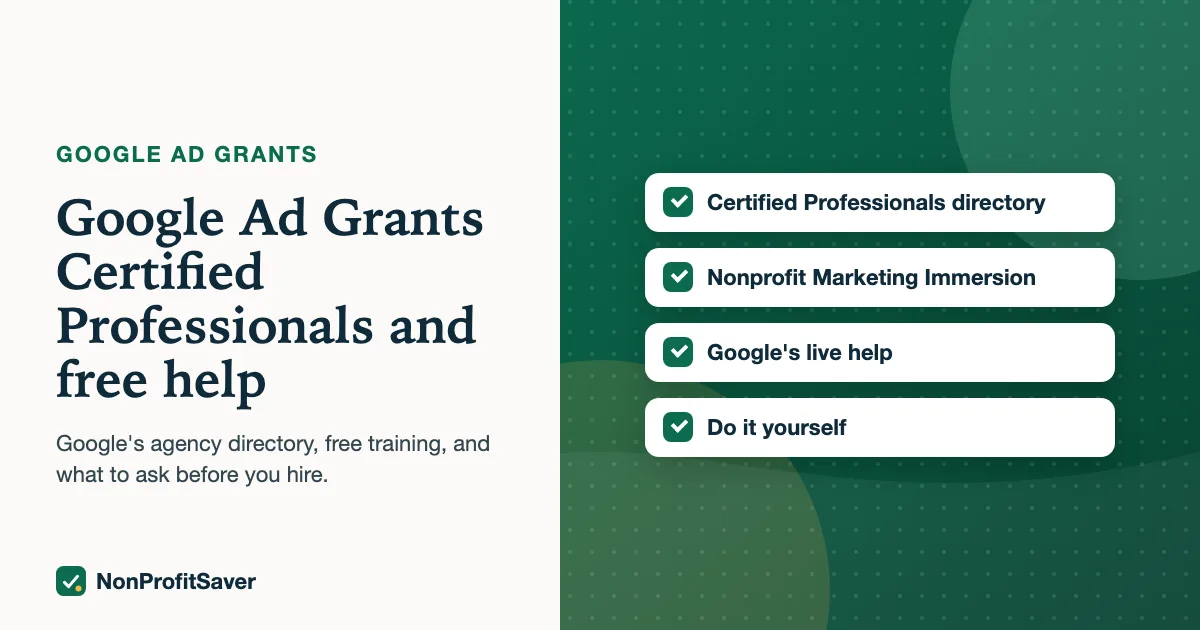 Sources of Google Ad Grants help