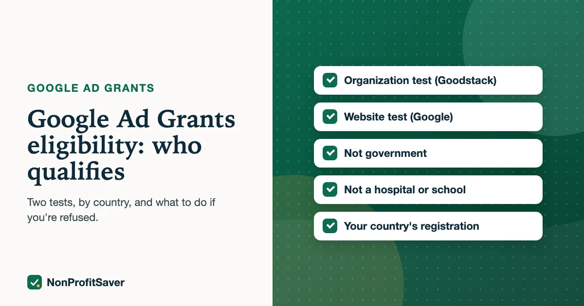 Google Ad Grants eligibility tests