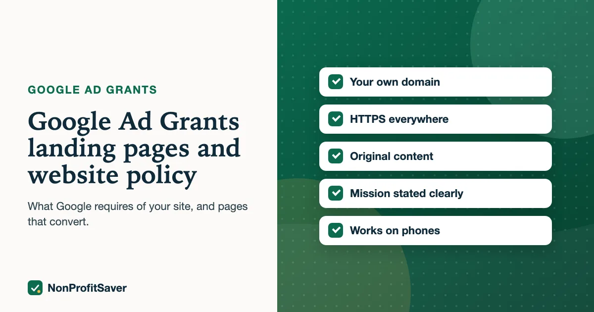 Google Ad Grants website policy checklist