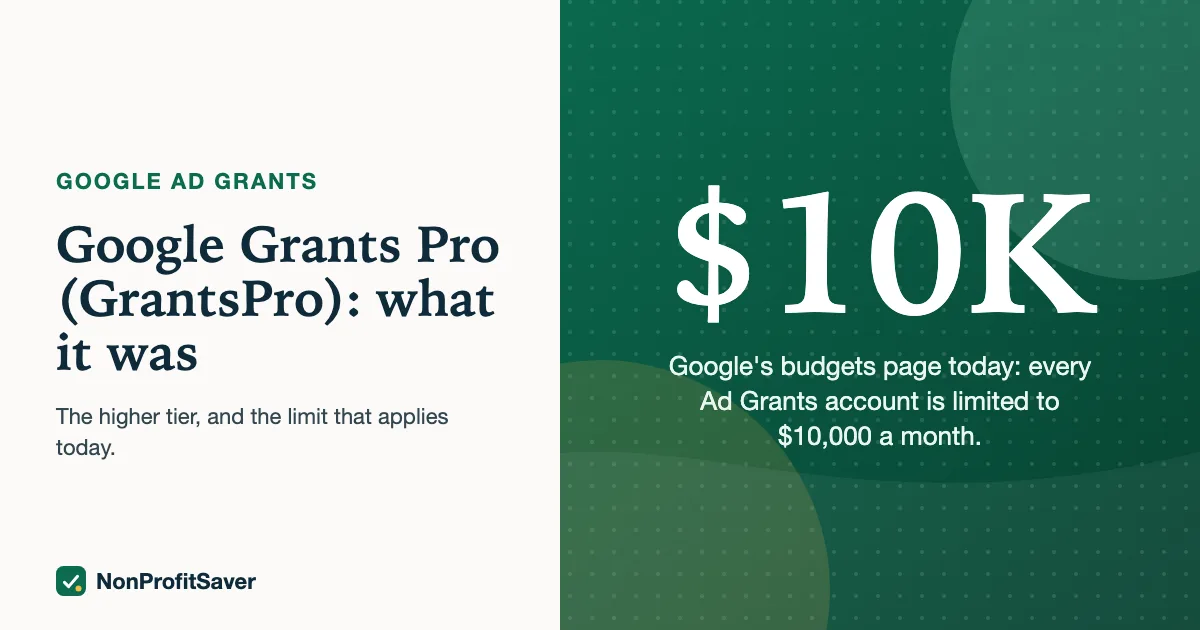 Google Ad Grants accounts are limited to $10,000 a month