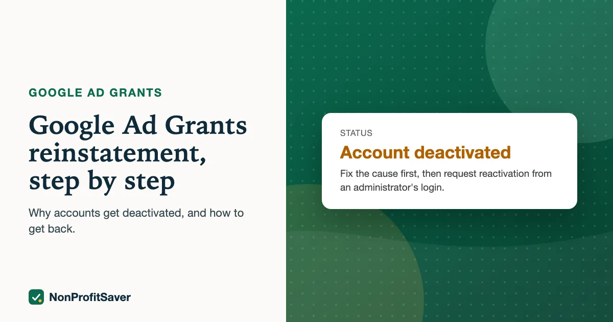 A deactivated Google Ad Grants account status