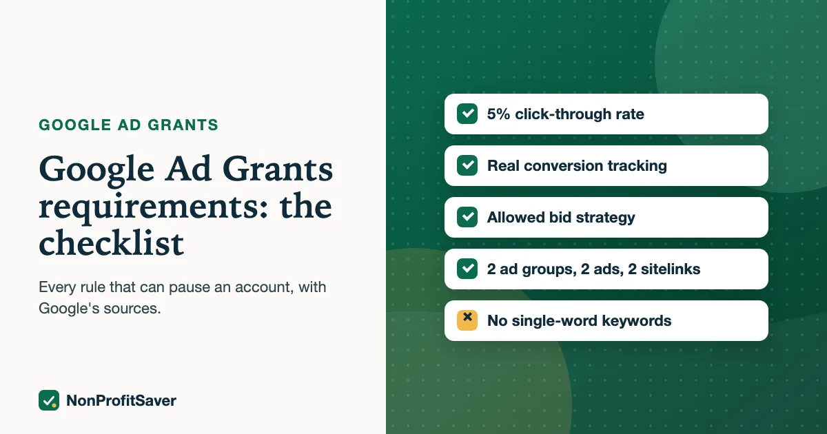 Google Ad Grants requirements checklist